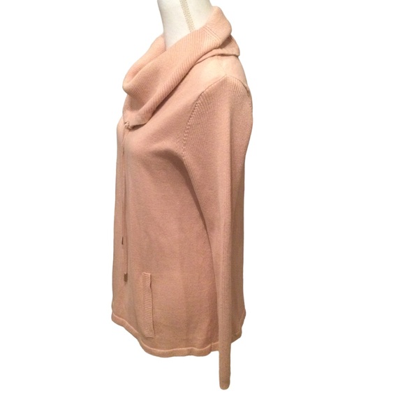 Karl Lagerfeld Pink/Gold Metallic Cowl Neckline Pullover Sweater - Picture 3 of 10